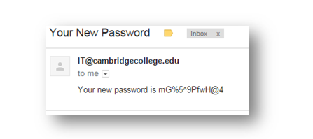 New sample password from email address