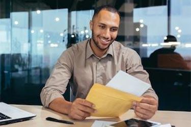 Student receiving scholarship letter
