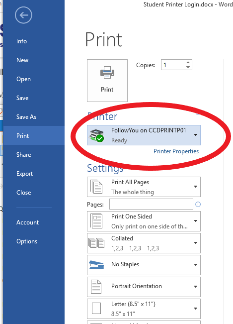 FollowYou menu from Microsoft Word