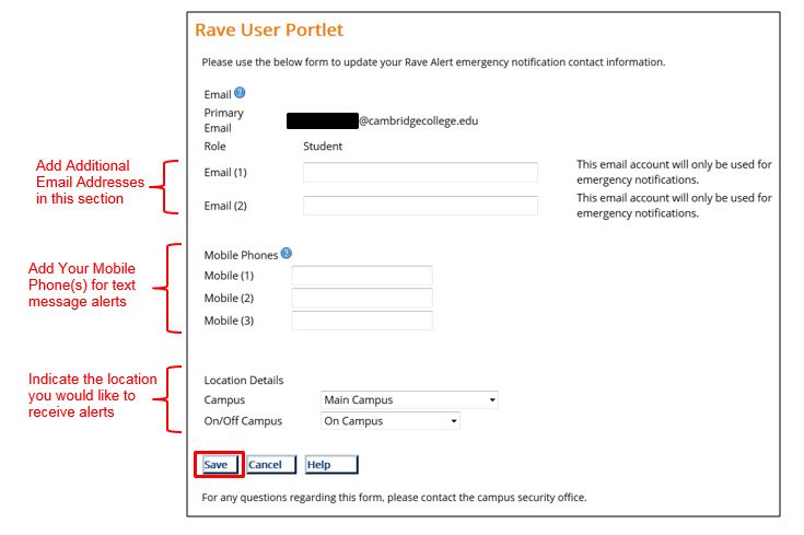 Rave User Portlet Edit Window