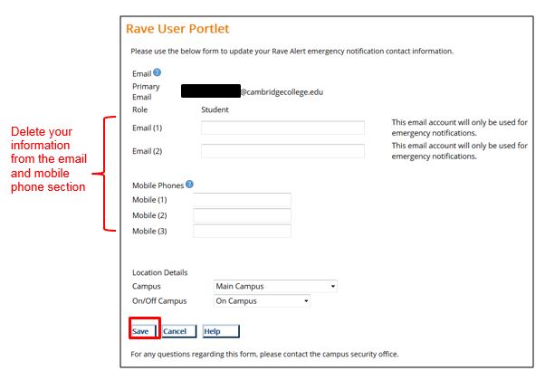 Rave User Portlet Delete Window