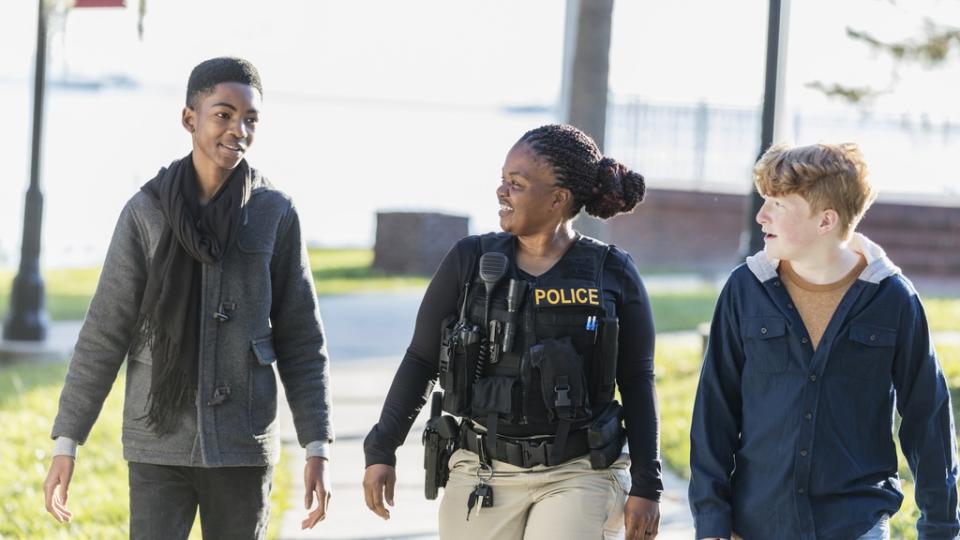 officer with kids