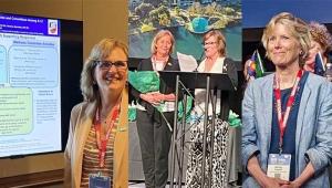 Dr. Pat Endsley presenting her research at the NASN Conference. Dr. Kathy Hassey receiving the Educator of the Year award. Dr. Jenny Gormley at the National Academy of School Nursing induction ceremony.