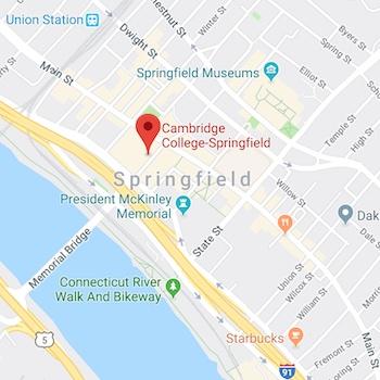 Map of Cambridge College's Springfield campus